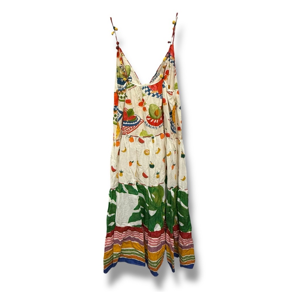 Farm Rio Mixed Picnic Linen Maxi Dress, XS - Picture 3 of 5